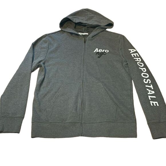 Aeropostale Grey Zip Hoodie, Large - Picture 1 of 5